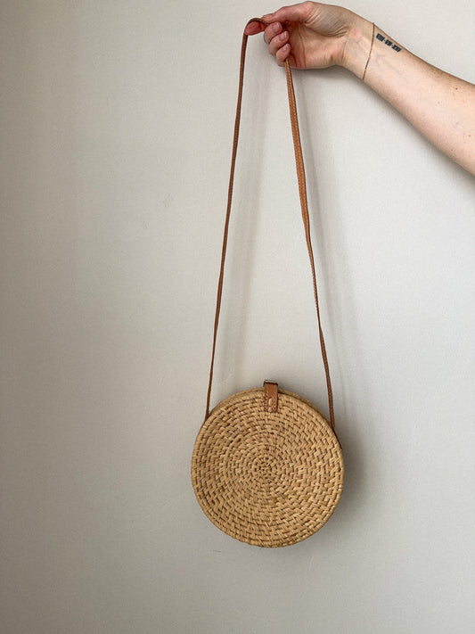 Rattan Circle Crossbody Bag