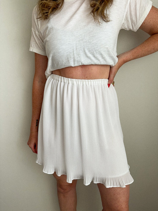 White Ribbed Mini Skirt