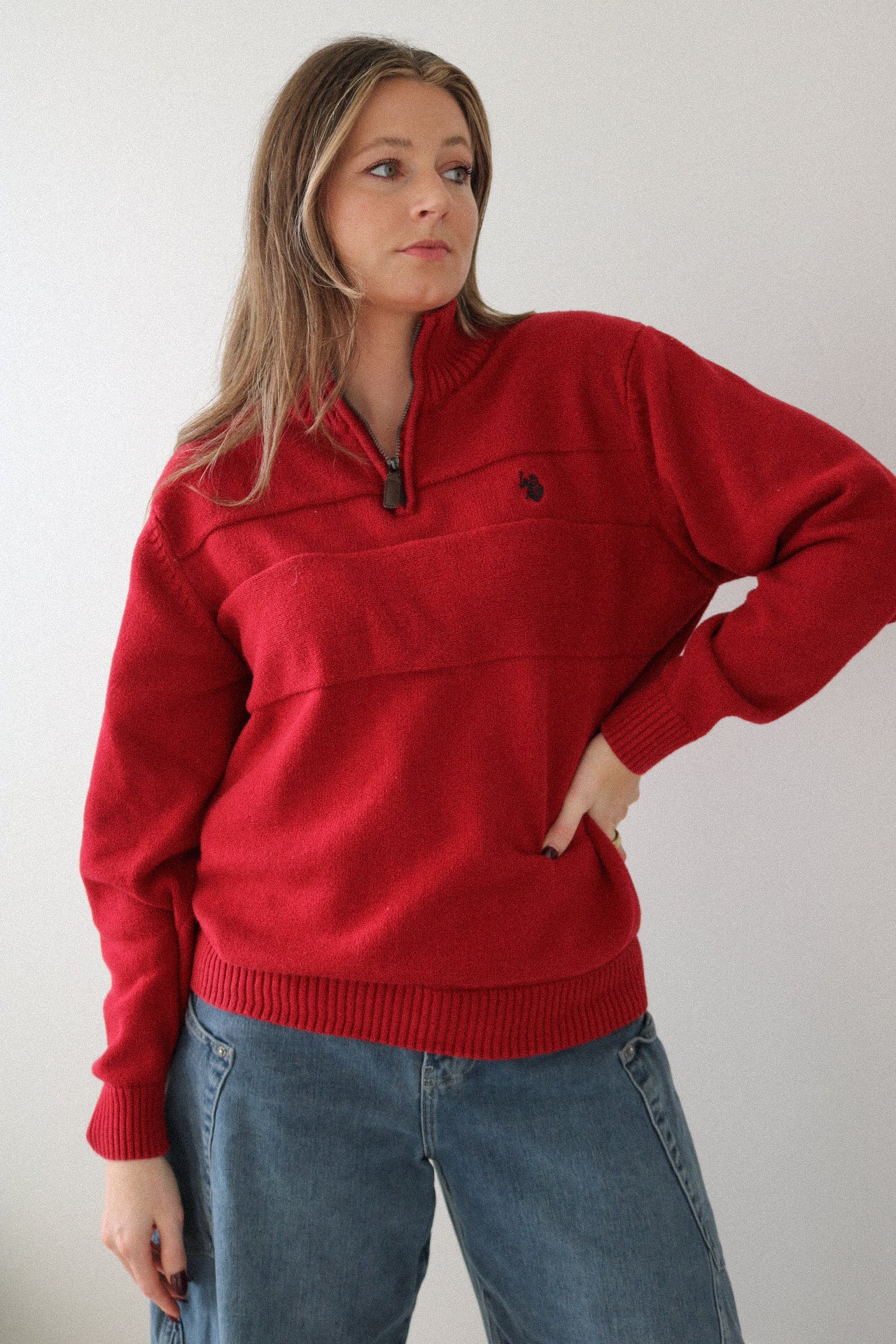 Red Half Zip Sweater