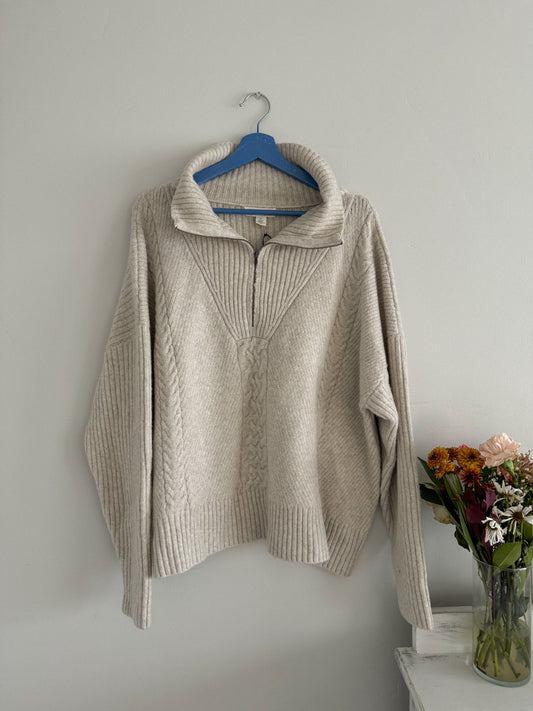 NWT Oatmeal Half Zip Sweater