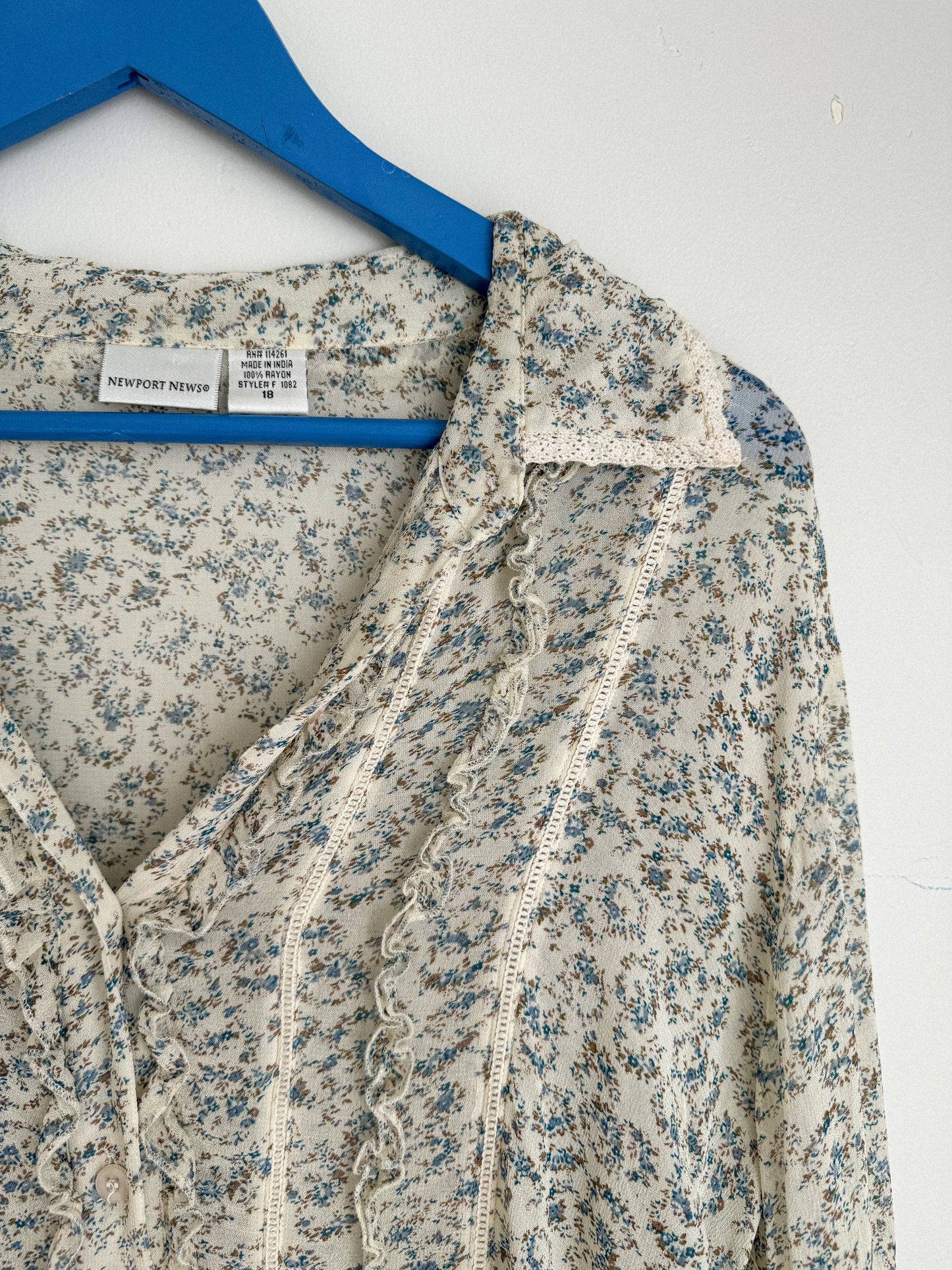 Vintage Floral Button Up Blouse